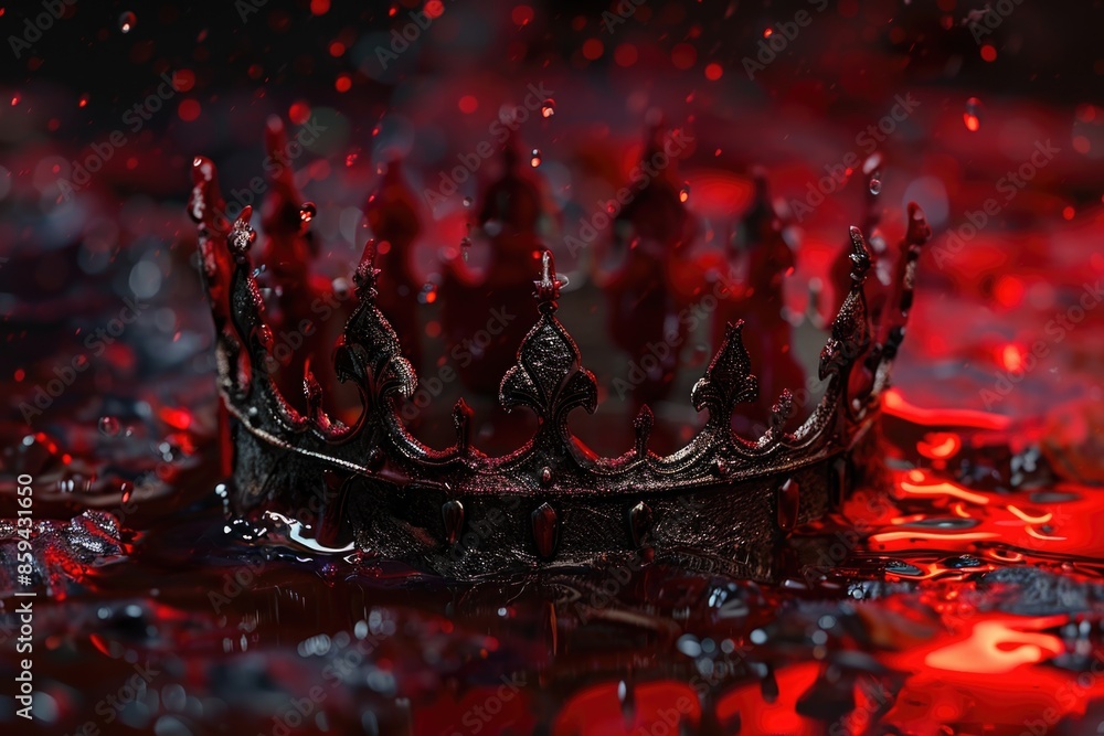 A crown sitting in water, with ripples and reflections A crown sitting in water, with ripples and reflections