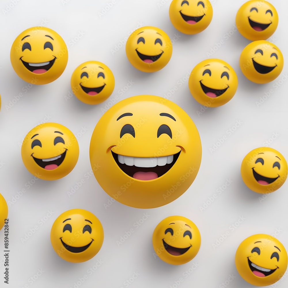 Fototapeta premium Smiling Emojis on a White Background