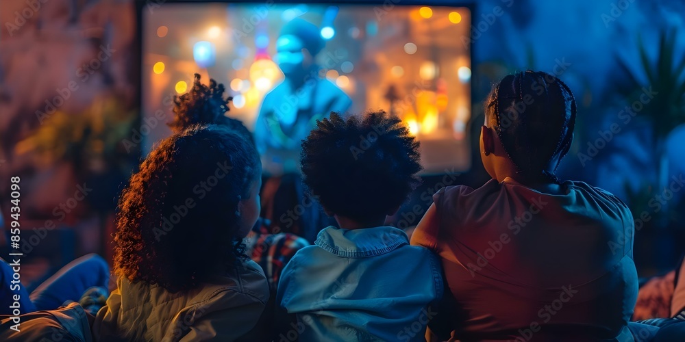 Outdoor Movie Night Families Enjoying a Diverse Audience Under the Night Sky. Concept Outdoor Movie Night, Family Gathering, Diverse Audience, Night Sky, Enjoyment Outdoor Movie Night Families Enjoying a Diverse Audience Under the Night Sky. Concept Outdoor Movie Night, Family Gathering, Diverse Audience, Night Sky, Enjoyment