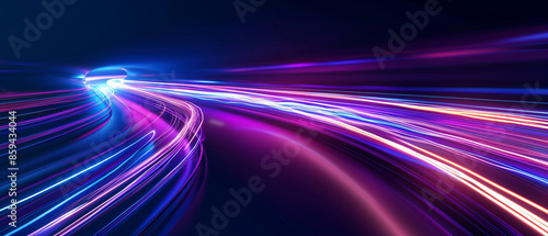 motion blur background with motion effects at night 3d rendering, dynamic neon curve futuristic
