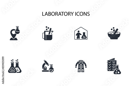 Laboratory icon set.vector.Editable stroke.linear style sign for use web design,logo.Symbol illustration. © zumrotul
