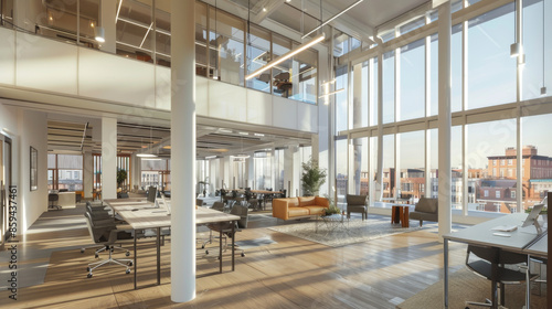 Wallpaper Mural A large open office space with a lot of natural light and a view of the city Torontodigital.ca