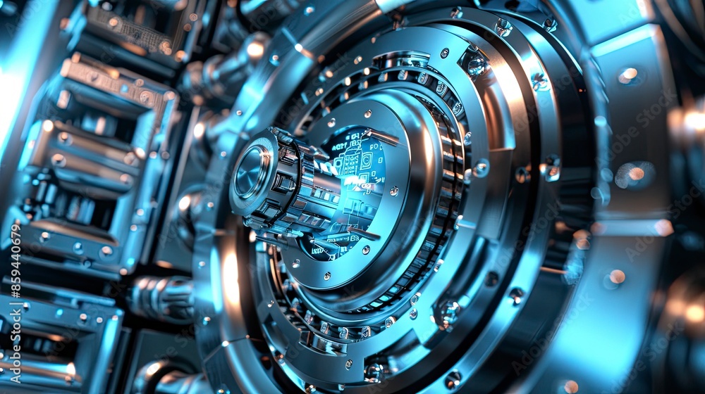 High-tech digital vault with multiple layers of security and encryption High-tech digital vault with multiple layers of security and encryption