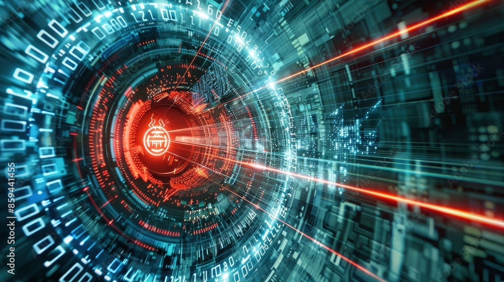Fototapeta premium High-tech visualization of a cyber attack being blocked by advanced defense systems