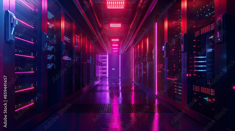 3D visualization of a secure data center with encrypted connections and digital shields 3D visualization of a secure data center with encrypted connections and digital shields