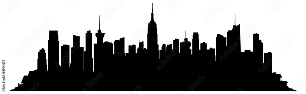black and white city silhouette without background black and white city silhouette without background