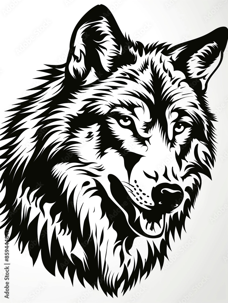 Fototapeta premium A wolf with a black and white fur