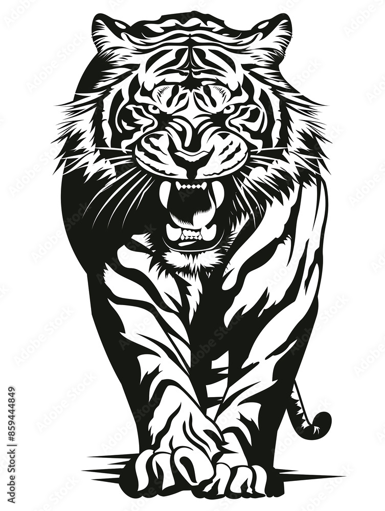 Obraz premium A tiger with its mouth open and teeth bared