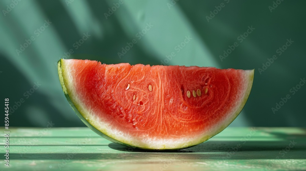 Fresh Watermelon Slice with Seeds: A close-up of a watermelon slice showing the seeds and texture. Healthy fruit, sweet, refreshing. Isolated on light background. Fresh Watermelon Slice with Seeds: A close-up of a watermelon slice showing the seeds and texture. Healthy fruit, sweet, refreshing. Isolated on light background.