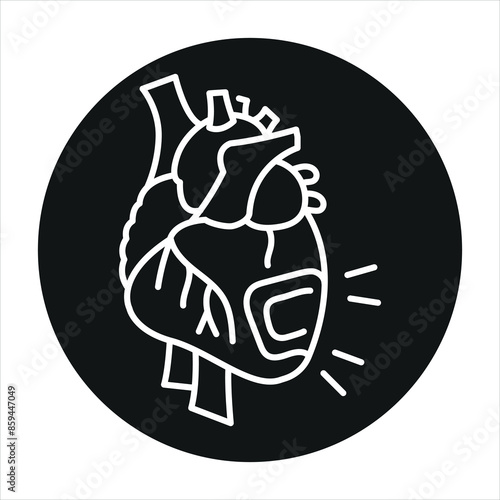 Heart failure line black icon. Signs for web page