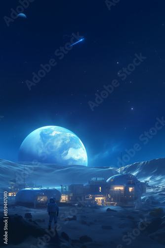 Future concept of a base on the lunar surface