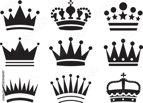 Silhouetted Crowns: A Royal Collection. Vector Illustration