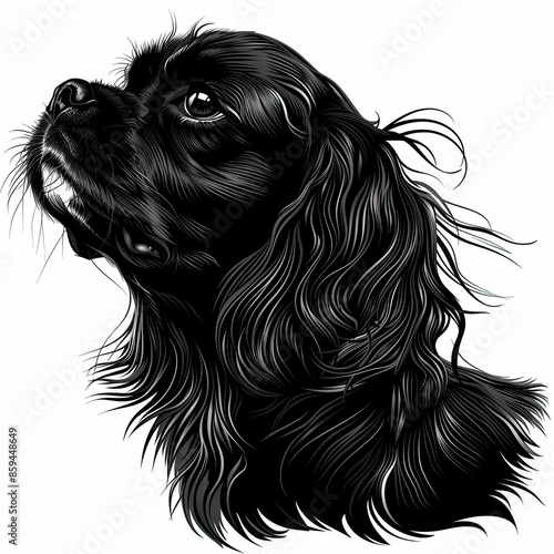 Wallpaper Mural A black and white drawing of a Cavalier King Charles Spaniel dog Torontodigital.ca