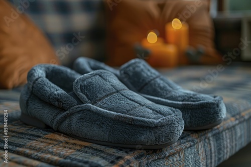 comfortable home slippers that provide warmth and support, making them ideal for relaxing at home while keeping your feet cozy and comfortable. photo