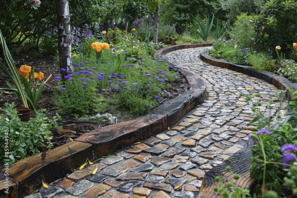 Obraz premium curved garden paths that create a sense of flow and movement, using natural materials and thoughtful layouts to enhance your landscape design.