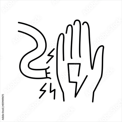 Electric shocks line color icon. Household injuries sign for web page