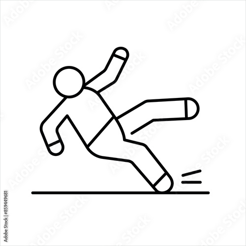 Falling person line color icon. Household injuries sign for web page, mobile app, button, logo. Vector isolated button.