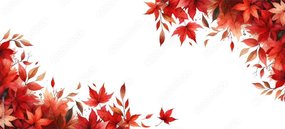 Autumn leaves border. Frame of falling autumn leaves. Leaf fall. Autumn flying leaves background with watercolor leaves . Abstract art autumn minimalistic background with brush texture Autumn leaves border. Frame of falling autumn leaves. Leaf fall. Autumn flying leaves background with watercolor leaves . Abstract art autumn minimalistic background with brush texture