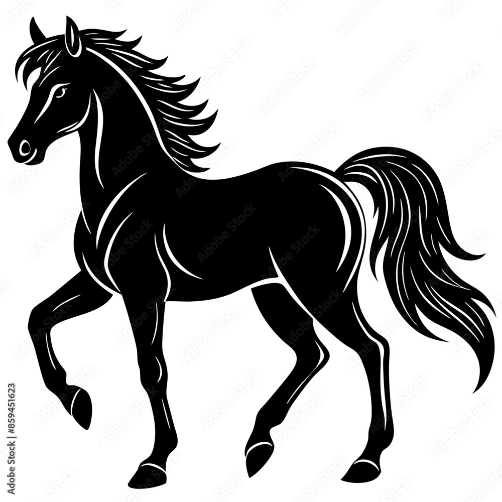 Big horse silhouette hind legs vector illustration design Big horse silhouette hind legs vector illustration design