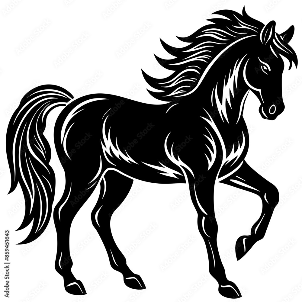 Obraz premium Big horse silhouette hind legs vector illustration design
