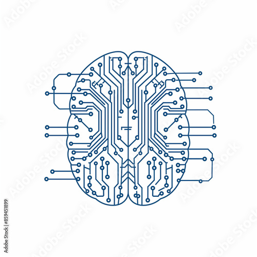 White background,A brain made with circuitry photo