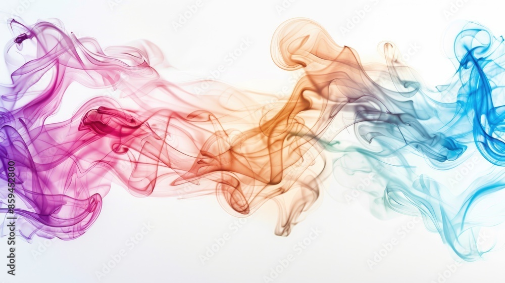 Colorful abstract smoke on white surface ink concept Colorful abstract smoke on white surface ink concept