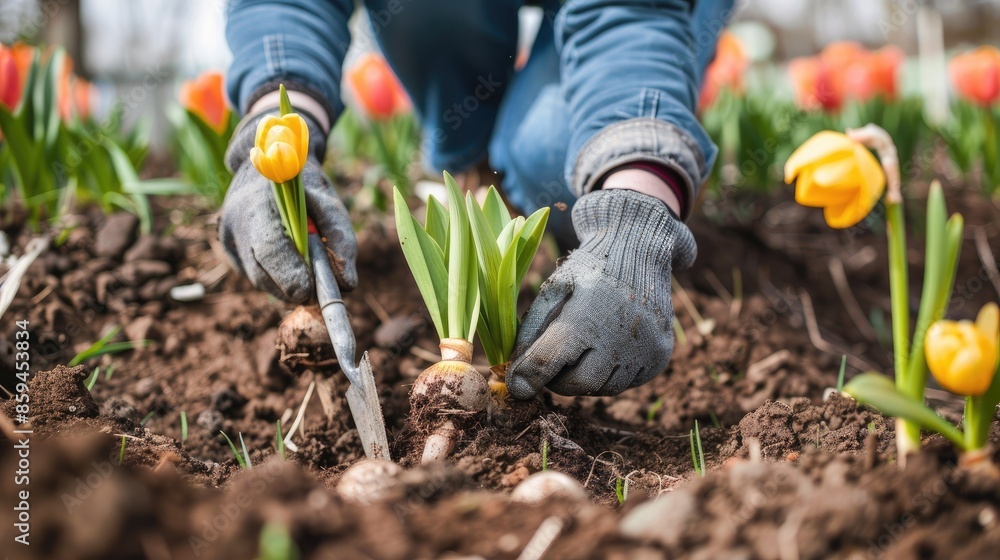 Fototapeta premium planting flowers