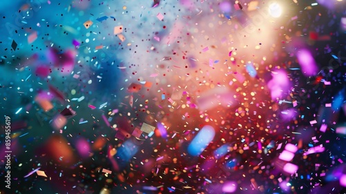 Festive Closing Ceremony with Confetti Shower in Vibrant Colors under Bright Lights