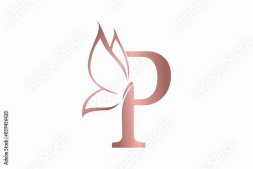 butterfly logo design with letter p consept premium vektor