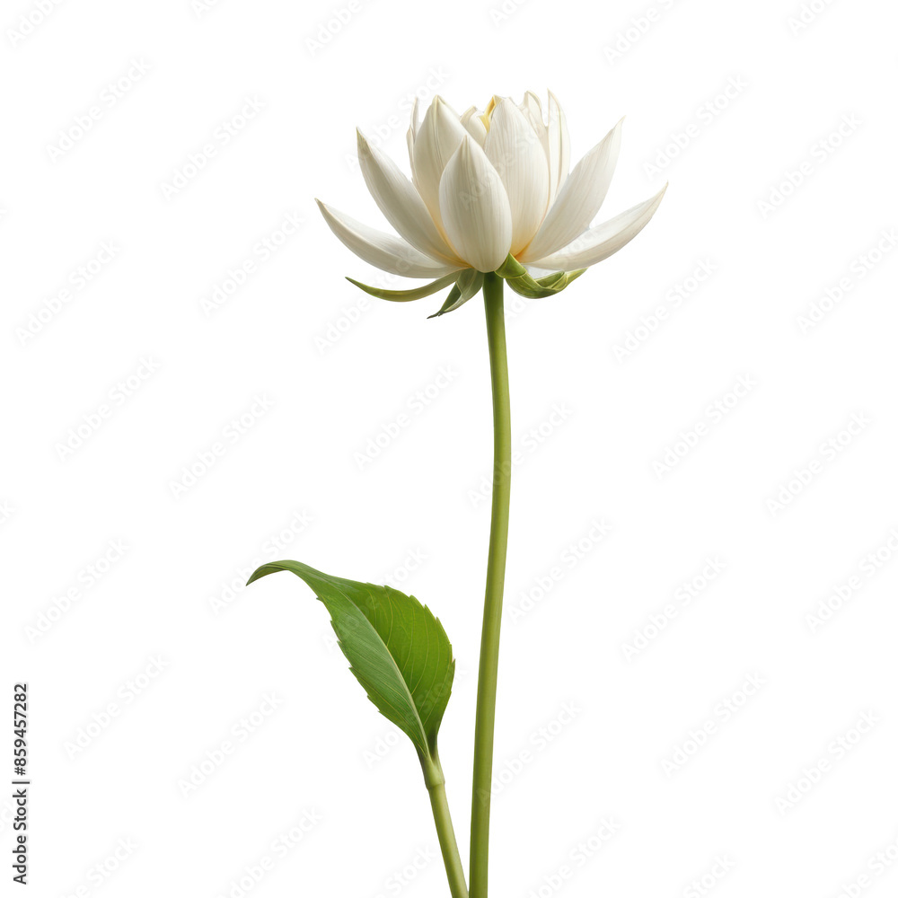Fototapeta premium A minimalist image of a single, tall flower stem rising from the bottom of the frame, with a vast, empty background, showcasing the simplicity and elegance of nature.