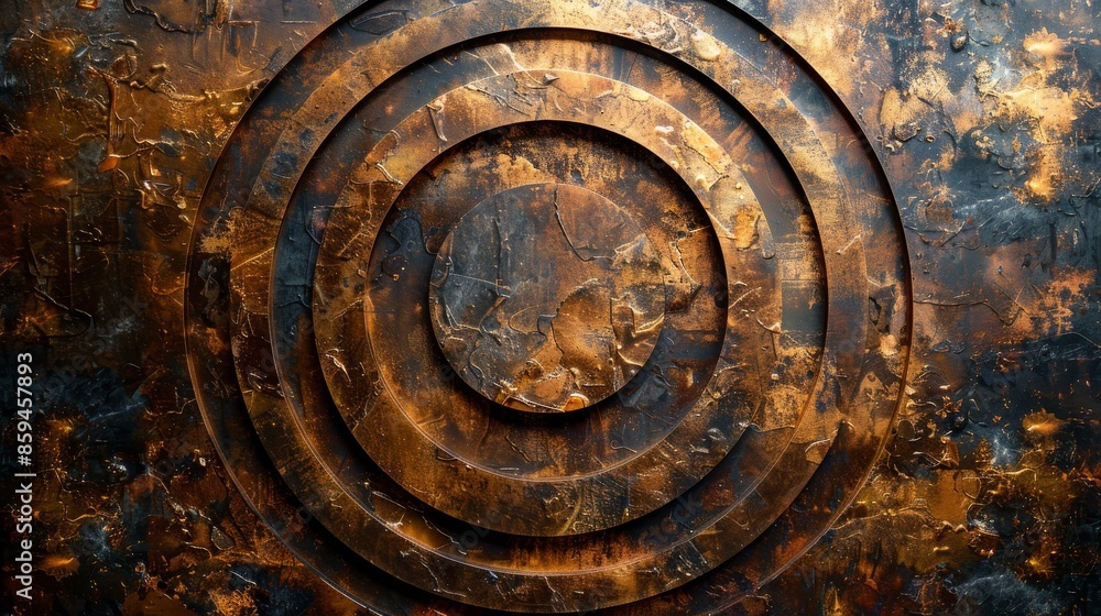 An abstract image featuring concentric metallic rings on a textured background, emphasizing a mesmerizing play of light and shadow with a modern artistic style. An abstract image featuring concentric metallic rings on a textured background, emphasizing a mesmerizing play of light and shadow with a modern artistic style.