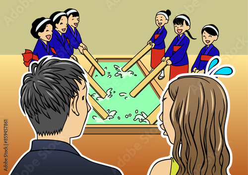 湯もみを見に来たカップル1ai