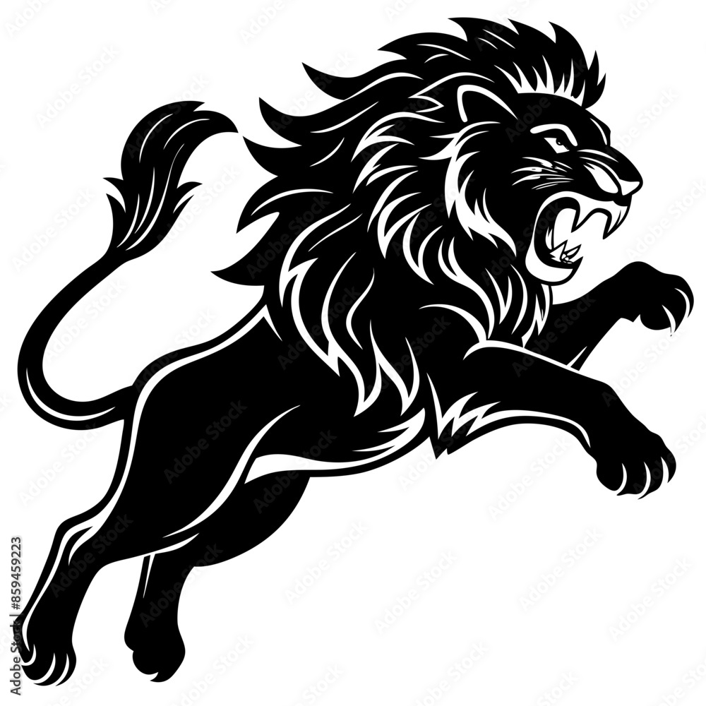 Silhouette of Courage, Brave and Power Lion Silhouette of Courage, Brave and Power Lion