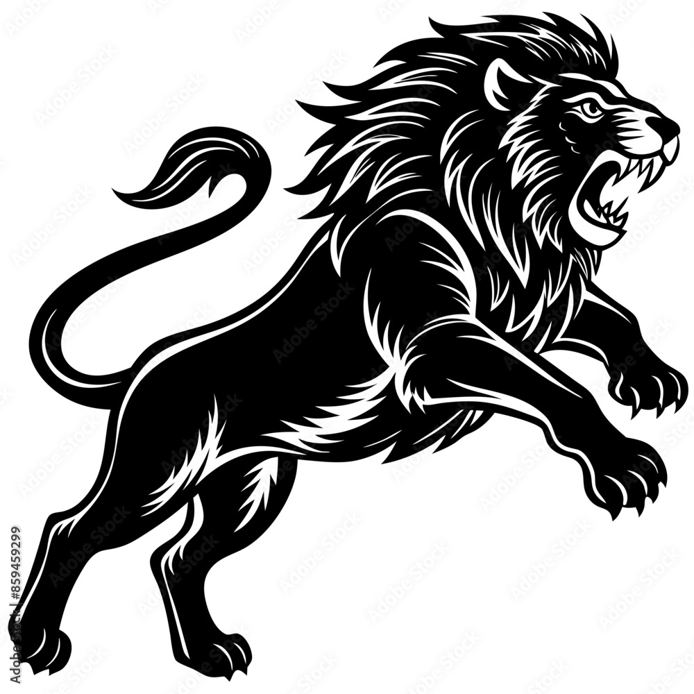 Silhouette of Courage, Brave and Power Lion Silhouette of Courage, Brave and Power Lion