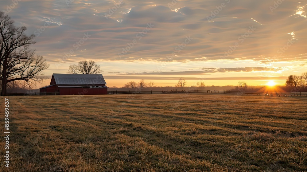 Fototapeta premium Kentucky farm at sunrise 