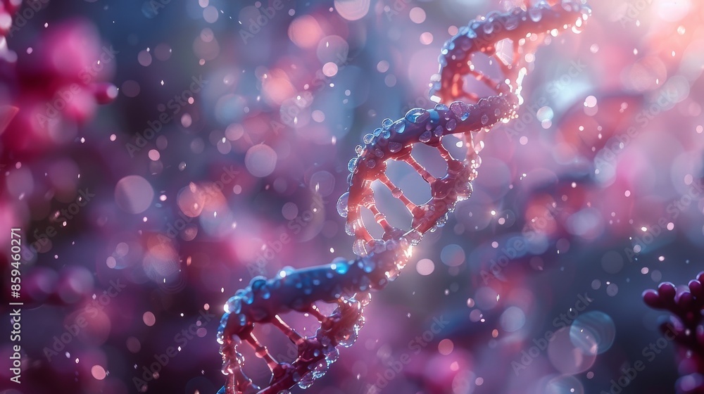 A sparkling depiction of a DNA helix surrounded by abstract, colorful lights, symbolizing the intersection of biology and art in a visually engaging manner. A sparkling depiction of a DNA helix surrounded by abstract, colorful lights, symbolizing the intersection of biology and art in a visually engaging manner.