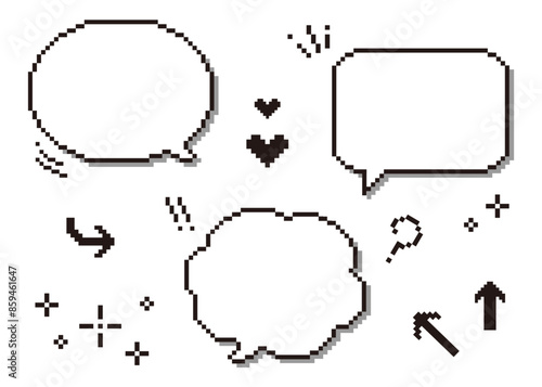 ドット絵風の吹き出しとアイコンセット