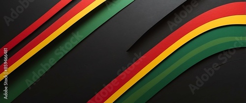 Abstract black background with red and yellow stripes.