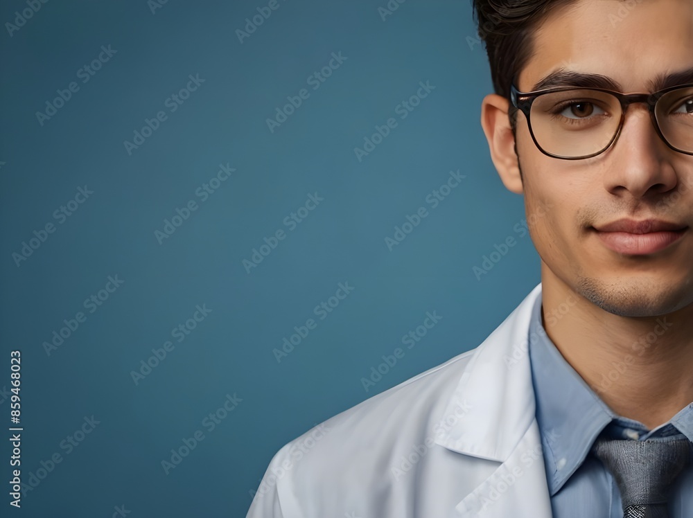 Portrait of confident young medical doctor on blue background, close up shot, Ai Generated Portrait of confident young medical doctor on blue background, close up shot, Ai Generated