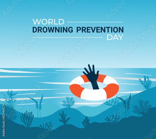 World Drowning Prevention Day. July 25. Template for background with banner, poster and card. Vector illustration. flat design.