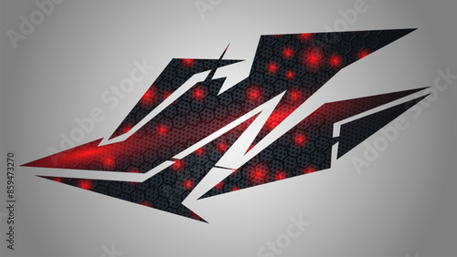 Flame spiking car sticker. Auto racing sport stripes with hexagon pattern.
