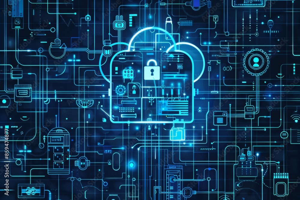 Security-focused cloud blueprint, emphasizing firewalls, encryption modules, access control gates, drawn in a bold style Security-focused cloud blueprint, emphasizing firewalls, encryption modules, access control gates, drawn in a bold style
