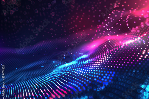 3d rendering abstract particles wave with depth of field