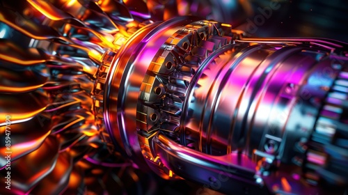 Turbine Engine. Aviation Technologies. Aircraft jet engine detail during maintenance. ai generated