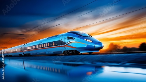 high speed train with an aerodynamic nose modeled after the beak of a kingfisher