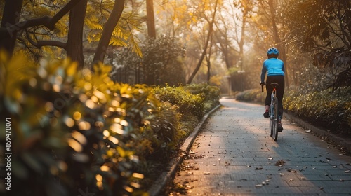 A Cyclist in Autumn Park photo