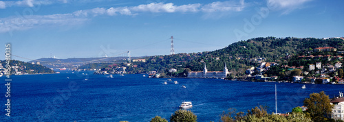 Panoramic view of istanbul, View from bridge to bring of Istanbul over Kuleli Military School. photo