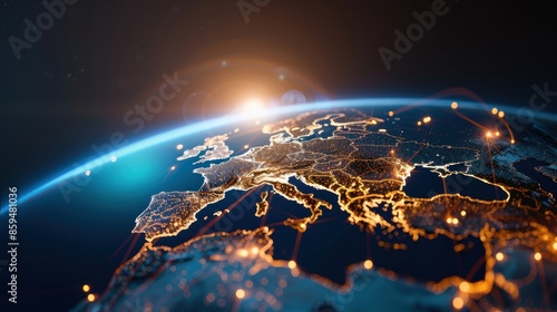 A vibrant blue marble hangs in the blackness of space, continents bathed in sunlight and city lights sparkling at night