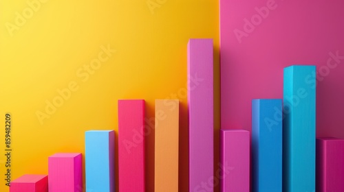 Colorful 3D bar graph against a vibrant yellow and pink background, showcasing data analysis, growth, and business statistics in a visually engaging way. Free Download Colorful 3D bar graph against a vibrant yellow and pink background, showcasing data analysis, growth, and business statistics in a visually engaging way. - GFXLoad