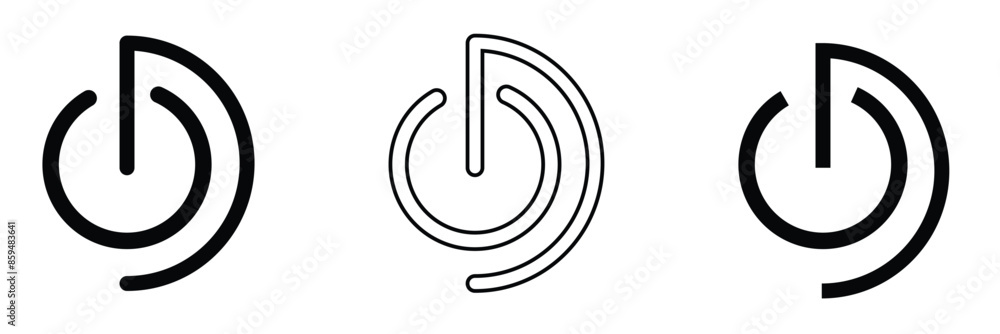 Power button icon vector isolated on white background, logo concept of power button sign on white background, black filled symbol icon Power button icon vector isolated on white background, logo concept of power button sign on white background, black filled symbol icon